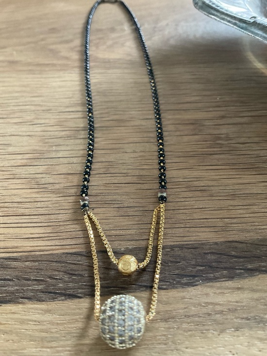 Source Unknown Jewelry - Elegant Mangalsutra Gold and Black Bead Layered Pendant Necklace